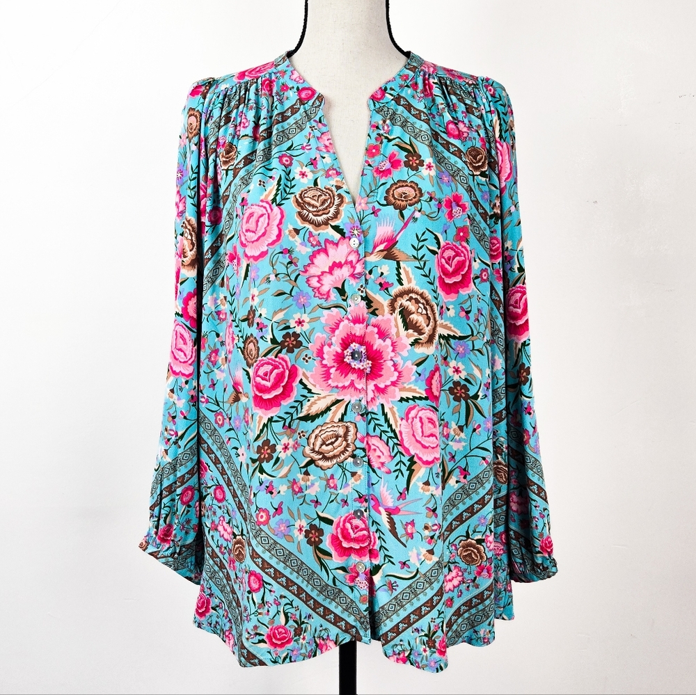 NWOT Spell UT Babushka Blouse, Turquoise